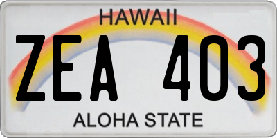 HI license plate ZEA403