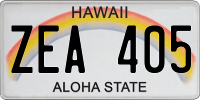 HI license plate ZEA405