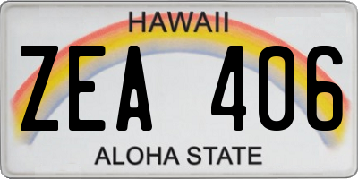 HI license plate ZEA406