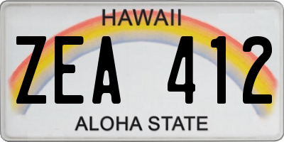 HI license plate ZEA412