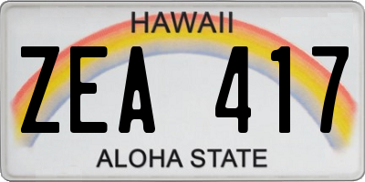 HI license plate ZEA417