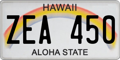 HI license plate ZEA450