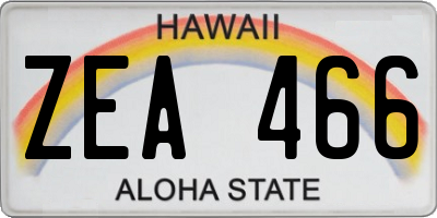 HI license plate ZEA466