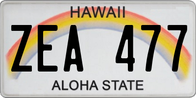 HI license plate ZEA477