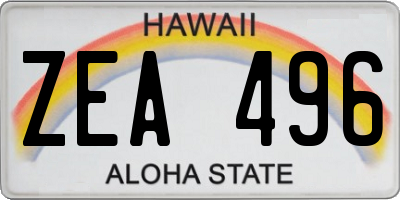 HI license plate ZEA496