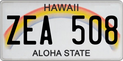 HI license plate ZEA508