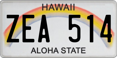 HI license plate ZEA514