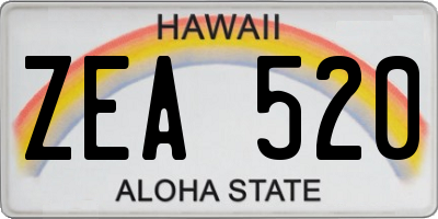HI license plate ZEA520