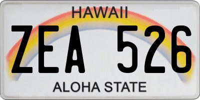 HI license plate ZEA526