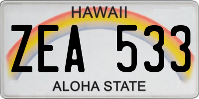 HI license plate ZEA533