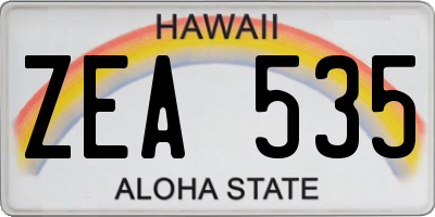 HI license plate ZEA535