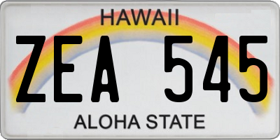 HI license plate ZEA545