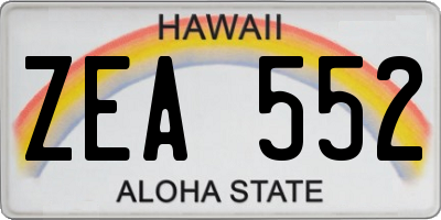 HI license plate ZEA552