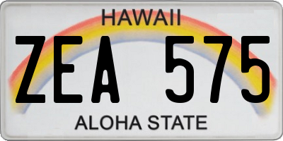 HI license plate ZEA575