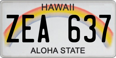 HI license plate ZEA637