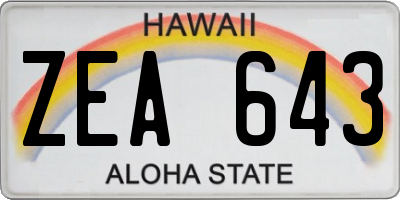 HI license plate ZEA643