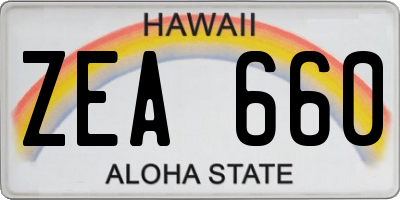HI license plate ZEA660