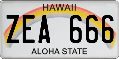 HI license plate ZEA666