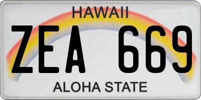 HI license plate ZEA669