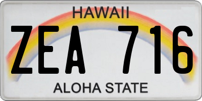 HI license plate ZEA716