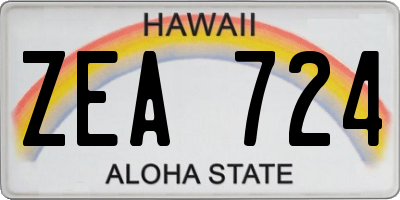 HI license plate ZEA724