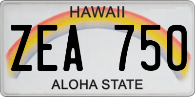 HI license plate ZEA750