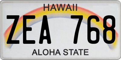 HI license plate ZEA768