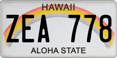 HI license plate ZEA778