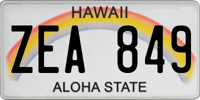 HI license plate ZEA849