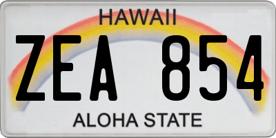 HI license plate ZEA854