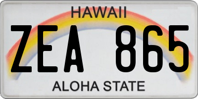 HI license plate ZEA865