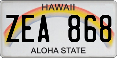 HI license plate ZEA868
