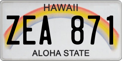 HI license plate ZEA871