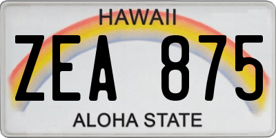 HI license plate ZEA875