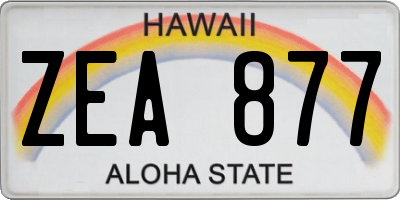 HI license plate ZEA877