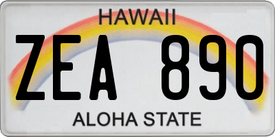 HI license plate ZEA890