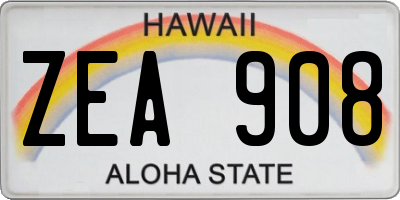 HI license plate ZEA908