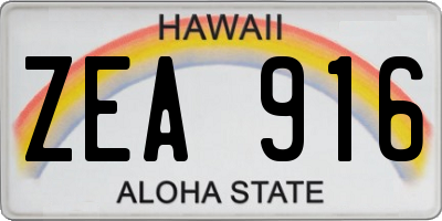 HI license plate ZEA916