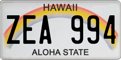HI license plate ZEA994
