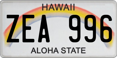 HI license plate ZEA996