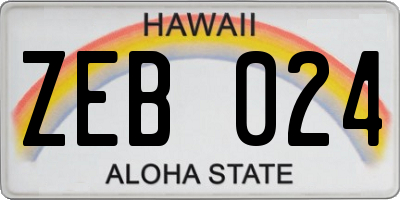 HI license plate ZEB024