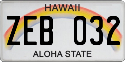 HI license plate ZEB032