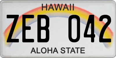 HI license plate ZEB042