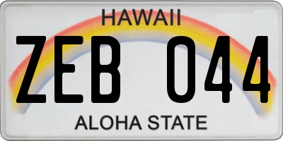 HI license plate ZEB044