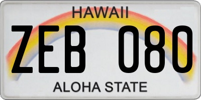 HI license plate ZEB080