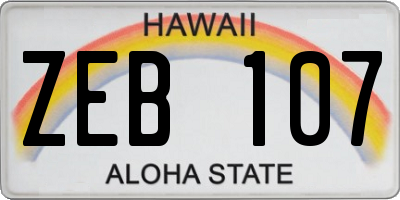 HI license plate ZEB107