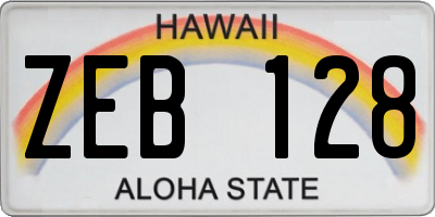 HI license plate ZEB128