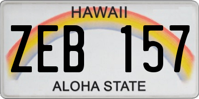 HI license plate ZEB157