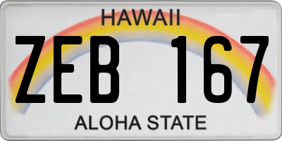 HI license plate ZEB167