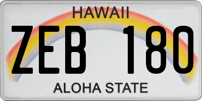 HI license plate ZEB180